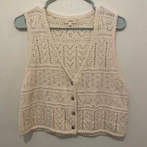 OZMA Beige Textured Knit Vest
